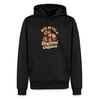 Qui a besoin d’un petit ami quand vous avez une tige Capybara - Sweat à capuche Premium bio Homme - noir - Devant - Nico (187cm)