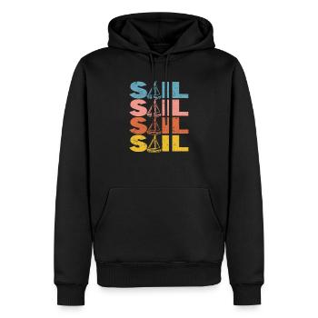 Sail Retro Vintage Sailing Silhouette Sailor Boat - Sweat à capuche Premium bio Homme - noir - Devant - Nico (187cm)