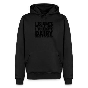 Lustige Laktoseintoleranz Ich vertrage Milchkäse - Männer Premium Bio Hoodie - Schwarz - Vorne - Nico (187cm)
