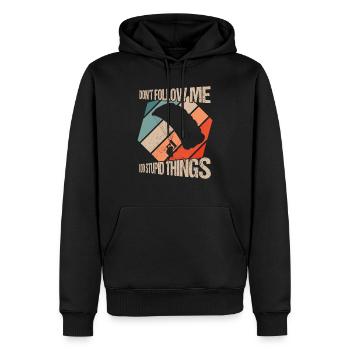 Ne me suivez pas je fais des choses stupides parachutisme skydi - Sweat à capuche Premium bio Homme - noir - Devant - Nico (187cm)