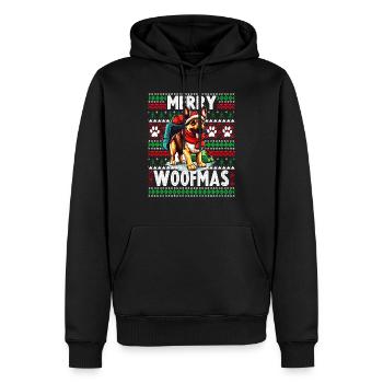 Noël amoureux des chiens - Pull de Noël moche Germa - Sweat à capuche Premium bio Homme - noir - Devant - Nico (187cm)