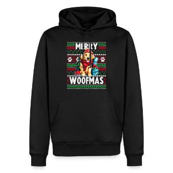 Golden Retriever de Noël en famille - Noël moche - Sweat à capuche Premium bio Homme - noir - Devant - Nico (187cm)
