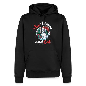 Ich liebe Weihnachten und Katzen - Weihnachten und Katze - Männer Premium Bio Hoodie - Schwarz - Vorne - Nico (187cm)