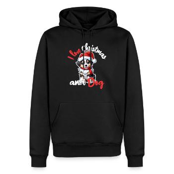 chien noel - j'aime noel et les chiens - Sweat à capuche Premium bio Homme - noir - Devant - Nico (187cm)