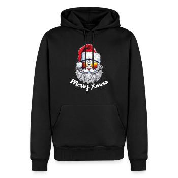chat noel - joyeux noel - Sweat à capuche Premium bio Homme - noir - Devant - Nico (187cm)