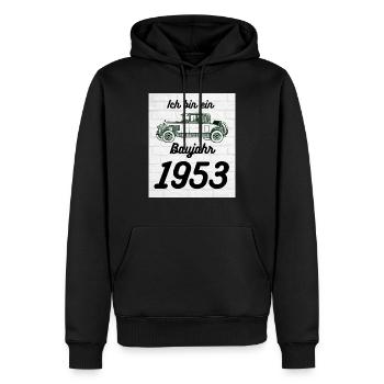 Oldtimer - Männer Premium Bio Hoodie - Schwarz - Vorne - Nico (187cm)