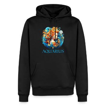 Embrassez votre identité Verseau: Aquarius Pride - Sweat à capuche Premium bio Homme - noir - Devant - Nico (187cm)