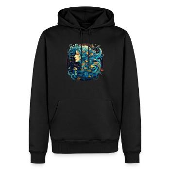 Cooles Sternzeichen Wassermann Design für Frauen und Männer - Männer Premium Bio Hoodie - Schwarz - Vorne - Nico (187cm)