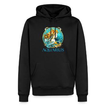 Graphique de l’horoscope du zodiaque - Signe du zodiaque Verseau - Sweat à capuche Premium bio Homme - noir - Devant - Nico (187cm)