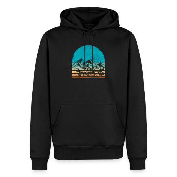 Berge Wildtiere Bäume Draußen Natur Retro Wald - Männer Premium Bio Hoodie - Schwarz - Vorne - Nico (187cm)