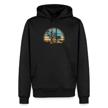 Retro Wald Bergwandern Hobby Sport Wanderer - Männer Premium Bio Hoodie - Schwarz - Vorne - Nico (187cm)