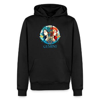 Portez votre signe du zodiaque astrologique avec fierté: Gémeaux - Sweat à capuche Premium bio Homme - noir - Devant - Nico (187cm)