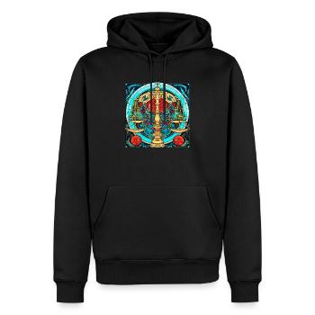 Nimm deine Waage-Identität an: Waage-Sternzeichen - Männer Premium Bio Hoodie - Schwarz - Vorne - Nico (187cm)