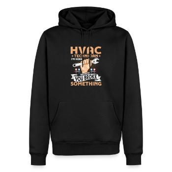 Technicien CVC Je suis ici Installateur AC Tech - Sweat à capuche Premium bio Homme - noir - Devant - Nico (187cm)