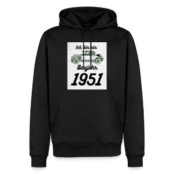 Oldtimer 1951 - Männer Premium Bio Hoodie - Schwarz - Vorne - Nico (187cm)