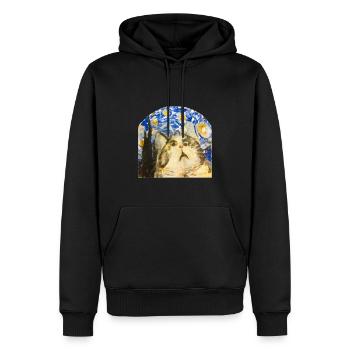 lustiges Kätzchen Katze Sterne Himmel Kunst Nacht - Männer Premium Bio Hoodie - Schwarz - Vorne - Nico (187cm)