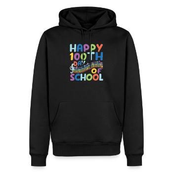 100e jour d’école, professeur de musique, musicien - Sweat à capuche Premium bio Homme - noir - Devant - Nico (187cm)