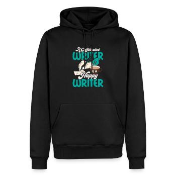 A Caffeinated Writer Is A Happy Writer Book Novel - Männer Premium Bio Hoodie - Schwarz - Vorne - Nico (187cm)