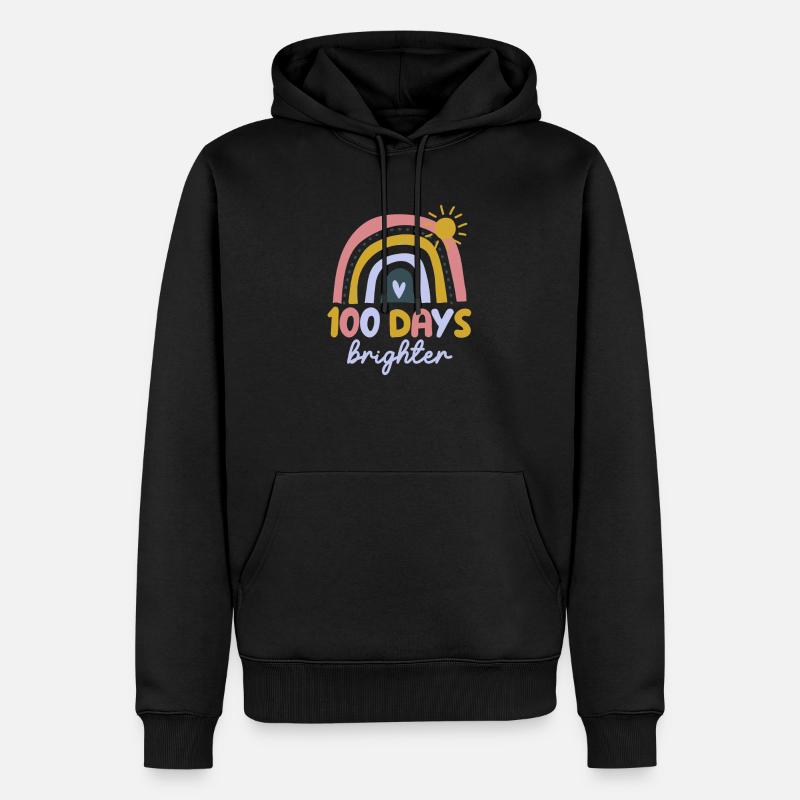100 Days Brighter Enseignant Élève - Sweat à capuche Premium bio Homme - noir