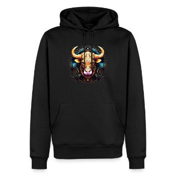 Nimm deine Stier-Identität an: Tierkreis Stier - Männer Premium Bio Hoodie - Schwarz - Vorne - Nico (187cm)