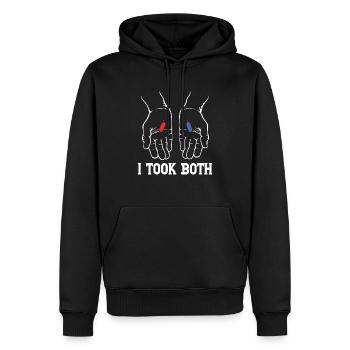 I TOOK BOTH - Männer Premium Bio Hoodie - Schwarz - Vorne - Nico (187cm)