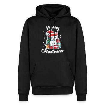 Kätzchen und frohe Weihnachten - Männer Premium Bio Hoodie - Schwarz - Vorne - Nico (187cm)