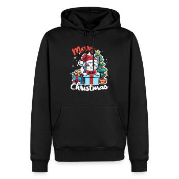 Kätzchen und frohe Weihnachten - Männer Premium Bio Hoodie - Schwarz - Vorne - Nico (187cm)