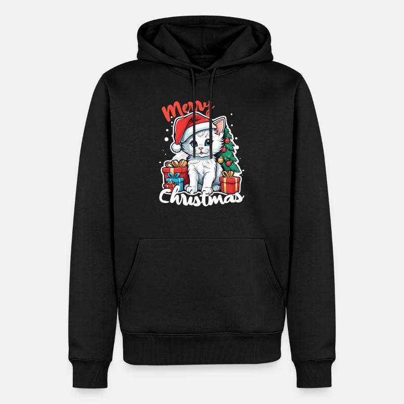 chat noel - joyeux noel - Sweat à capuche Premium bio Homme - noir
