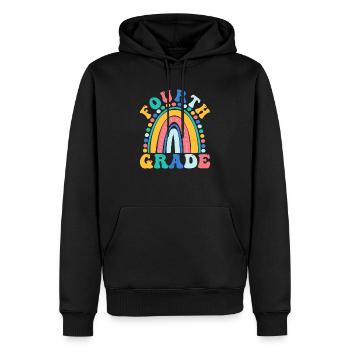 Quatrième année 4e arc-en-ciel enseignant élève 100 jours - Sweat à capuche Premium bio Homme - noir - Devant - Nico (187cm)