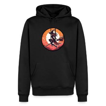 Hexe auf dem Besen - Männer Premium Bio Hoodie - Schwarz - Vorne - Nico (187cm)
