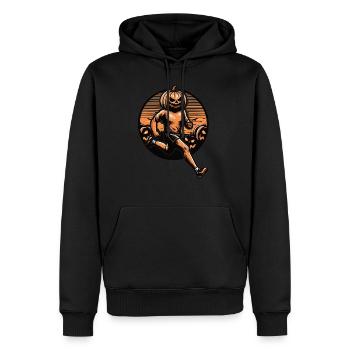 Halloween runner with a pumpkin head - Men’s Premium Organic Hoodie - black - Front - Nico (187cm)