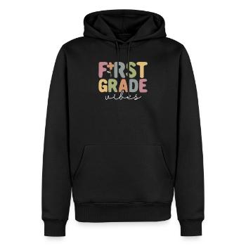 First Grade Vibes 1ère classe Équipe Rétro 100e Jour - Sweat à capuche Premium bio Homme - noir - Devant - Nico (187cm)