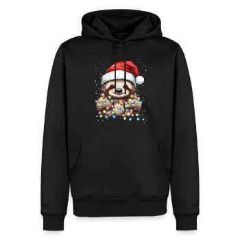 Conception de Noël sur le thème de paresseux - Noël paresseux mignon - Sweat à capuche Premium bio Homme - noir - Devant - Nico (187cm)