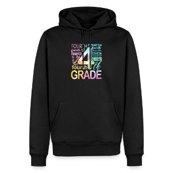 Tie Dye 4e année équipe de typographie quatrième année - Sweat à capuche Premium bio Homme - noir - Devant - Nico (187cm)