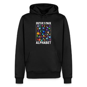 Outer Space Alphabet Kindergarten Teacher 100 Days - Men’s Premium Organic Hoodie - black - Front - Nico (187cm)
