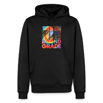 Tie Dye 2e année équipe de typographie deuxième année - Sweat à capuche Premium bio Homme - noir - Devant - Nico (187cm)