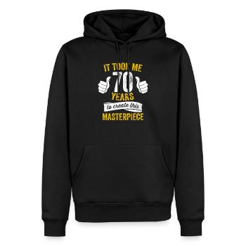 Funny 70 Years Old Joke 70th Birthday Gag Proud - Men’s Premium Organic Hoodie - black - Front - Nico (187cm)