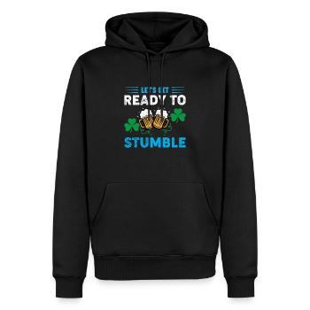 Let's get ready to strumble. Let's drink. - Men’s Premium Organic Hoodie - black - Front - Nico (187cm)