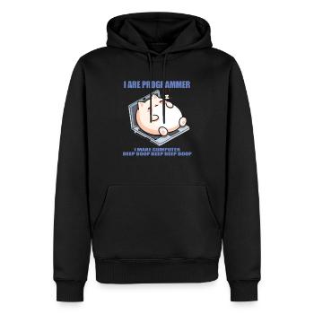 Ich bin Programmierer, fette schlafende Katze - Männer Premium Bio Hoodie - Schwarz - Vorne - Nico (187cm)