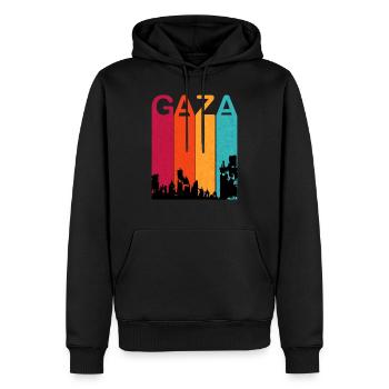 Rétro Gaza attaquée 2023 - Sweat à capuche Premium bio Homme - noir - Devant - Nico (187cm)
