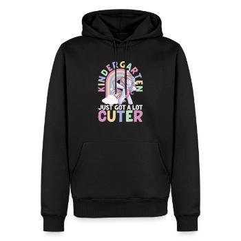 La maternelle est devenue une jolie licorne à pois 100e - Sweat à capuche Premium bio Homme - noir - Devant - Nico (187cm)