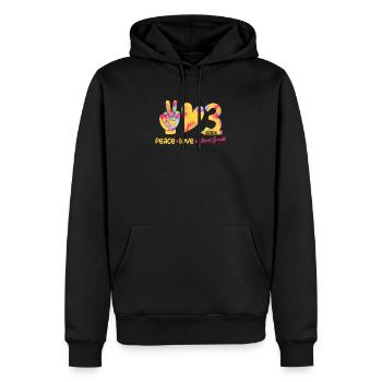 Peace Love Troisième Année 3ème Drôle Tie Dye Étudiant - Sweat à capuche Premium bio Homme - noir - Devant - Nico (187cm)