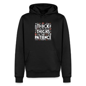 Cuisses épaisses Patience mince - Sweat à capuche Premium bio Homme - noir - Devant - Nico (187cm)