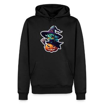 Halloween - Pumpkin and Witch - Men’s Premium Organic Hoodie - black - Front - Nico (187cm)