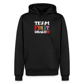 Équipe Enseignant de première année Élève 100e jour d’école - Sweat à capuche Premium bio Homme - noir - Devant - Nico (187cm)