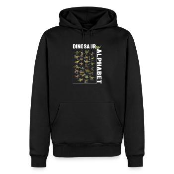Retour à l’école Types de dinosaures Alphabet - Sweat à capuche Premium bio Homme - noir - Devant - Nico (187cm)