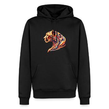 Guépard abstrait coloré - Sweat à capuche Premium bio Homme - noir - Devant - Nico (187cm)