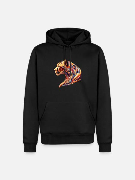 Farbenfroher abstrakter Gepard - Männer Premium Bio Hoodie - Schwarz