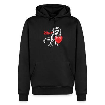Rawr Dinosaurier Happy Valentine's Day Liebe Herz - Männer Premium Bio Hoodie - Schwarz - Vorne - Nico (187cm)