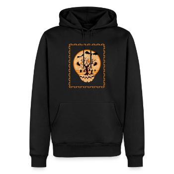 Illustration Happy Spooky Halloween Ghost Skull - Men’s Premium Organic Hoodie - black - Front - Nico (187cm)